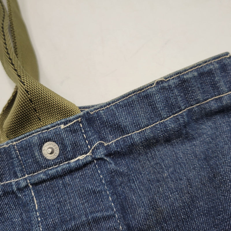 【中古品】【メンズ/レディース】 POST O'ALLS ポストオーバーオールズ USA製 DENIM TOTE BAG デニム トート バッグ カバン 鞄 188-260527-cs-13-izu カラー：インディゴ×グリーン 万代Net店
