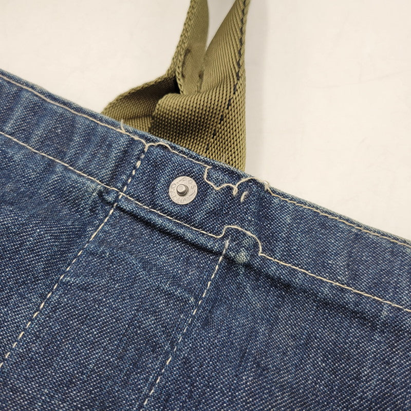 【中古品】【メンズ/レディース】 POST O'ALLS ポストオーバーオールズ USA製 DENIM TOTE BAG デニム トート バッグ カバン 鞄 188-260527-cs-13-izu カラー：インディゴ×グリーン 万代Net店