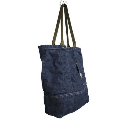 【中古品】【メンズ/レディース】 POST O'ALLS ポストオーバーオールズ USA製 DENIM TOTE BAG デニム トート バッグ カバン 鞄 188-260527-cs-13-izu カラー：インディゴ×グリーン 万代Net店