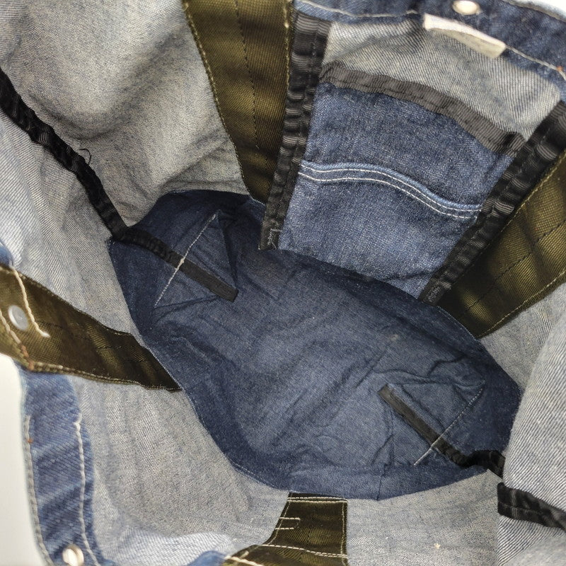 【中古品】【メンズ/レディース】 POST O'ALLS ポストオーバーオールズ USA製 DENIM TOTE BAG デニム トート バッグ カバン 鞄 188-260527-cs-13-izu カラー：インディゴ×グリーン 万代Net店