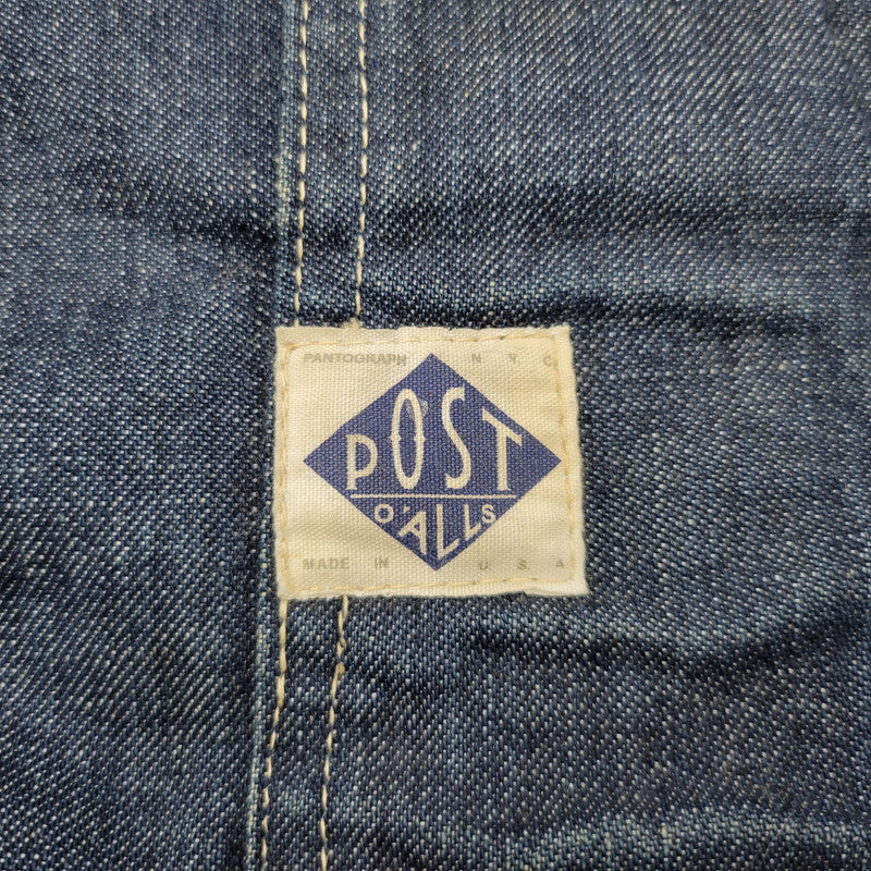 【中古品】【メンズ/レディース】 POST O'ALLS ポストオーバーオールズ USA製 DENIM TOTE BAG デニム トート バッグ カバン 鞄 188-260527-cs-13-izu カラー：インディゴ×グリーン 万代Net店