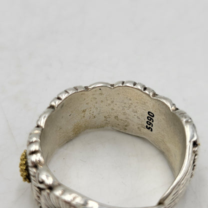 【中古品】【メンズ/レディース】 UNKNOWN アンノウン S990 DESIGN RING デザイン リング アクセサリー 192-260606-ya-13-izu カラー：シルバー×ゴールド 万代Net店