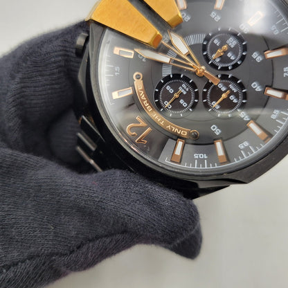 【中古品】【メンズ/レディース】 DIESEL ディーゼル DZ-4309 QUARTZ WATCH クオーツ ウォッチ 腕時計 時計 197-260602-ya-04-izu カラー：ブラック×ゴールド 万代Net店