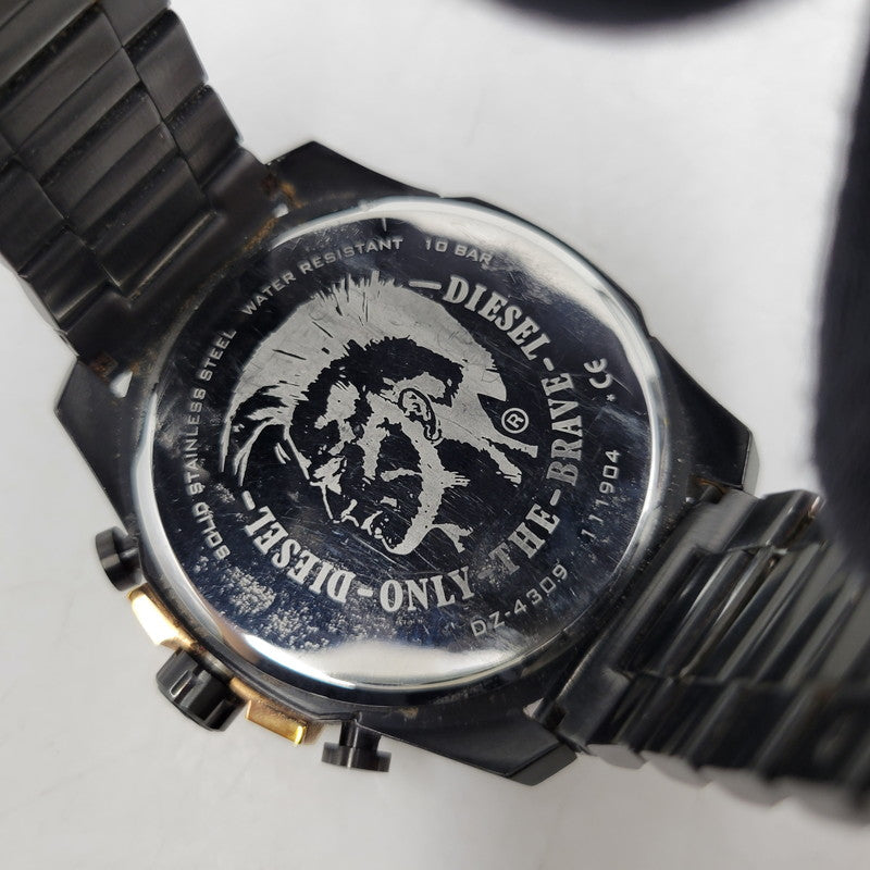 【中古品】【メンズ/レディース】 DIESEL ディーゼル DZ-4309 QUARTZ WATCH クオーツ ウォッチ 腕時計 時計 197-260602-ya-04-izu カラー：ブラック×ゴールド 万代Net店