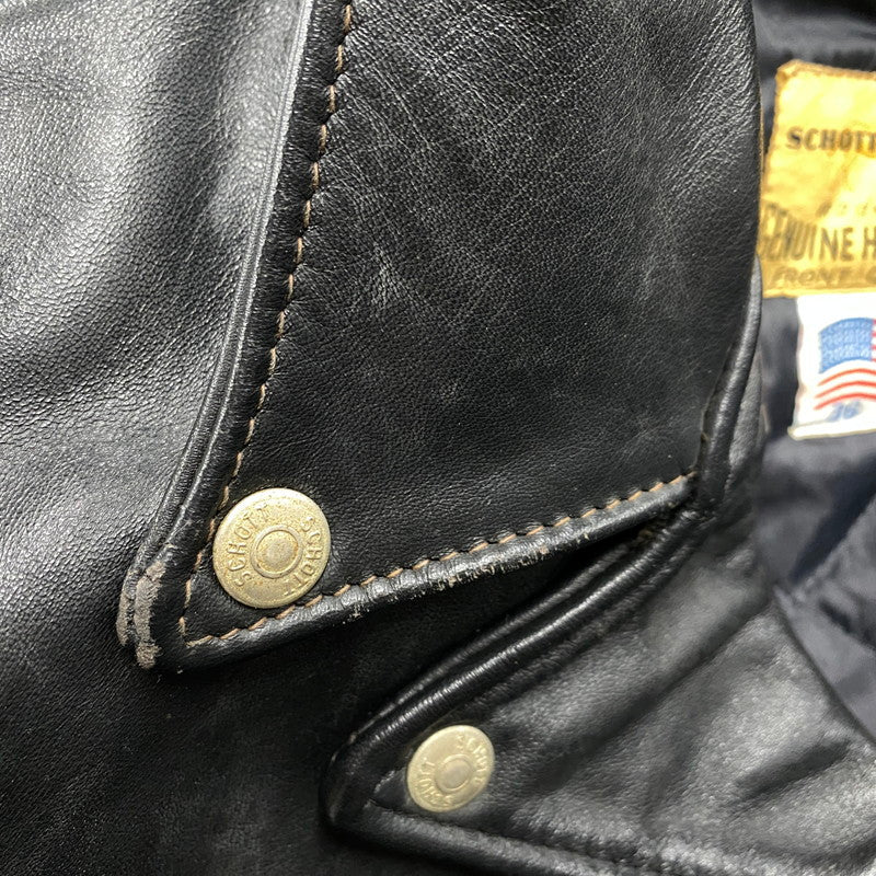 【中古品】【メンズ】 SCHOTT ショット 618H BNDL USA製 80S HORSEHIDE LEATHER DOUBLE RIDERS JACKET ホースハイド レザー ダブル ライダース レザージャケット アウター 145-260520-cs-16-izu サイズ：36 カラー：ブラック 万代Net店