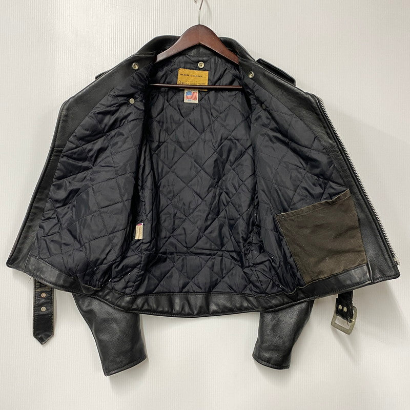 【中古品】【メンズ】 SCHOTT ショット 618H BNDL USA製 80S HORSEHIDE LEATHER DOUBLE RIDERS JACKET ホースハイド レザー ダブル ライダース レザージャケット アウター 145-260520-cs-16-izu サイズ：36 カラー：ブラック 万代Net店