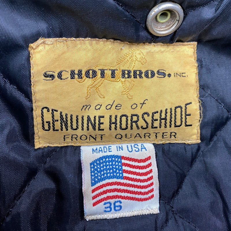 【中古品】【メンズ】 SCHOTT ショット 618H BNDL USA製 80S HORSEHIDE LEATHER DOUBLE RIDERS JACKET ホースハイド レザー ダブル ライダース レザージャケット アウター 145-260520-cs-16-izu サイズ：36 カラー：ブラック 万代Net店