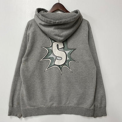 【現状渡し品】【メンズ】 OLD STUSSY オールドステューシー 紺タグ SUPER STUSSY HOODED SWEATSHIRT スーパー ステューシー フーデッド スウェットシャツ トップス 長袖 142-260521-ya-07-izu サイズ：S カラー：グレー 万代Net店
