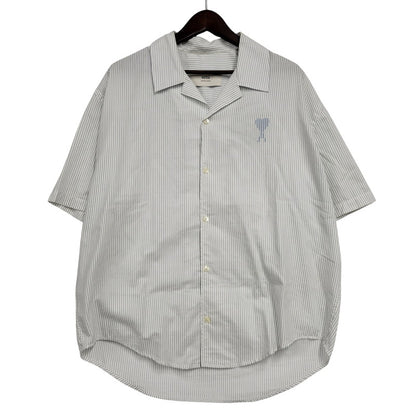 【中古品】【メンズ】 AMI ALEXANDRE MATTIUSSI アミアレクサンドレマチウシ COTTON CAMP COLLAR SHORT SLEEVE SHIRT コットン キャンプ カラー ショートスリーブ シャツ トップス 半袖 141-260522-cs-16-izu サイズ：XS カラー：ホワイト×ブルー 万代Net店