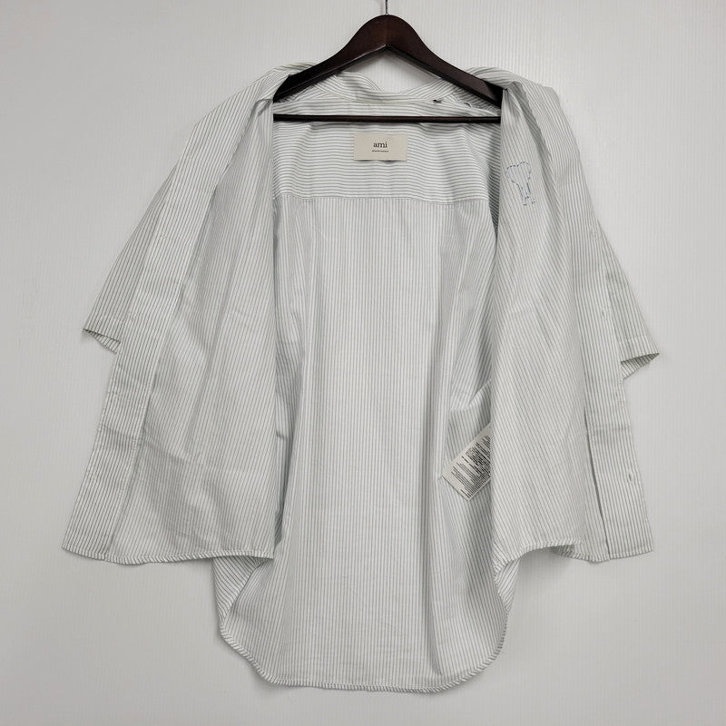 【中古品】【メンズ】 AMI ALEXANDRE MATTIUSSI アミアレクサンドレマチウシ COTTON CAMP COLLAR SHORT SLEEVE SHIRT コットン キャンプ カラー ショートスリーブ シャツ トップス 半袖 141-260522-cs-16-izu サイズ：XS カラー：ホワイト×ブルー 万代Net店