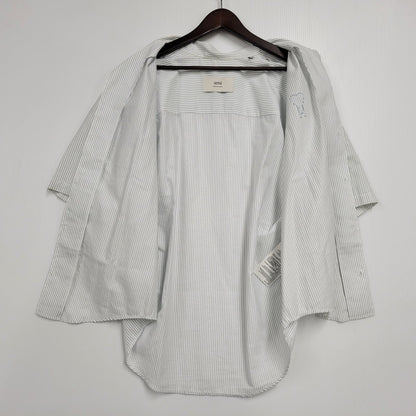 【中古品】【メンズ】 AMI ALEXANDRE MATTIUSSI アミアレクサンドレマチウシ COTTON CAMP COLLAR SHORT SLEEVE SHIRT コットン キャンプ カラー ショートスリーブ シャツ トップス 半袖 141-260522-cs-16-izu サイズ：XS カラー：ホワイト×ブルー 万代Net店