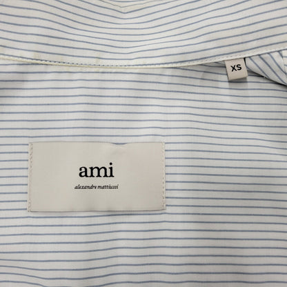 【中古品】【メンズ】 AMI ALEXANDRE MATTIUSSI アミアレクサンドレマチウシ COTTON CAMP COLLAR SHORT SLEEVE SHIRT コットン キャンプ カラー ショートスリーブ シャツ トップス 半袖 141-260522-cs-16-izu サイズ：XS カラー：ホワイト×ブルー 万代Net店