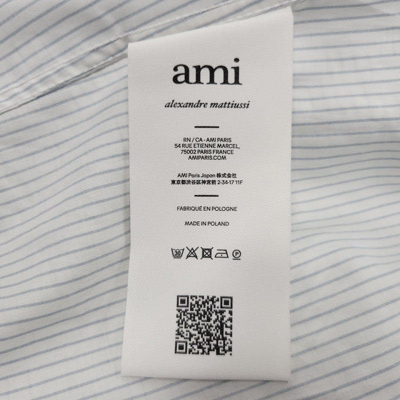 【中古品】【メンズ】 AMI ALEXANDRE MATTIUSSI アミアレクサンドレマチウシ COTTON CAMP COLLAR SHORT SLEEVE SHIRT コットン キャンプ カラー ショートスリーブ シャツ トップス 半袖 141-260522-cs-16-izu サイズ：XS カラー：ホワイト×ブルー 万代Net店