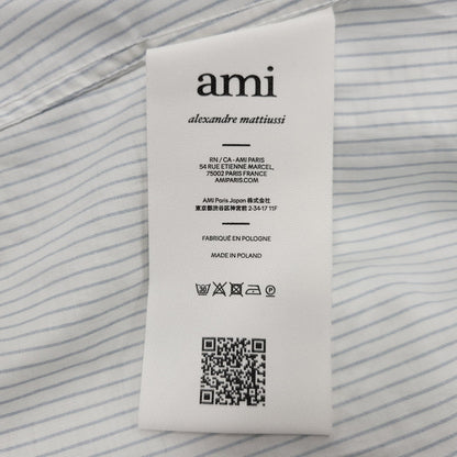【中古品】【メンズ】 AMI ALEXANDRE MATTIUSSI アミアレクサンドレマチウシ COTTON CAMP COLLAR SHORT SLEEVE SHIRT コットン キャンプ カラー ショートスリーブ シャツ トップス 半袖 141-260522-cs-16-izu サイズ：XS カラー：ホワイト×ブルー 万代Net店