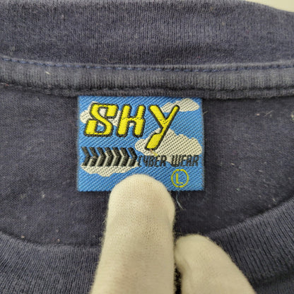 【現状渡し品】【メンズ】 SKY 燃えよドラゴンPRINT SS TEE プリント ショートスリーブ ティー トップス 半袖 146-260522-cs-15-izu サイズ：L カラー：ネイビー 万代Net店