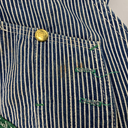 【中古品】【メンズ】 KEY キー USA製 HICKORY OVERALLS ヒッコリー オーバーオール 146-260528-ya-19-izu サイズ：42×29 カラー：ネイビー×ホワイト 万代Net店