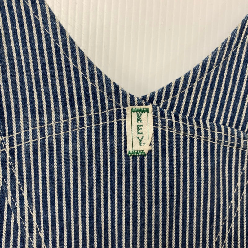 【中古品】【メンズ】 KEY キー USA製 HICKORY OVERALLS ヒッコリー オーバーオール 146-260528-ya-19-izu サイズ：42×29 カラー：ネイビー×ホワイト 万代Net店