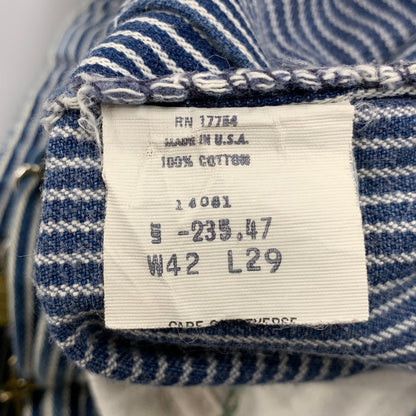 【中古品】【メンズ】 KEY キー USA製 HICKORY OVERALLS ヒッコリー オーバーオール 146-260528-ya-19-izu サイズ：42×29 カラー：ネイビー×ホワイト 万代Net店