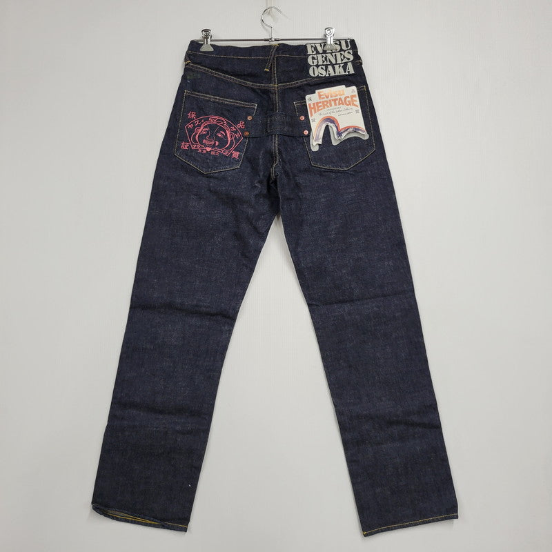 【中古品】【メンズ】 EVISU エヴィス PAINT CINCH BACK DENIM PANTS ペイント シンチバック デニムパンツ 大黒様 刺繍 カモメ ジーンズ 156-260522-as-19-izu サイズ：32 カラー：インディゴ 万代Net店