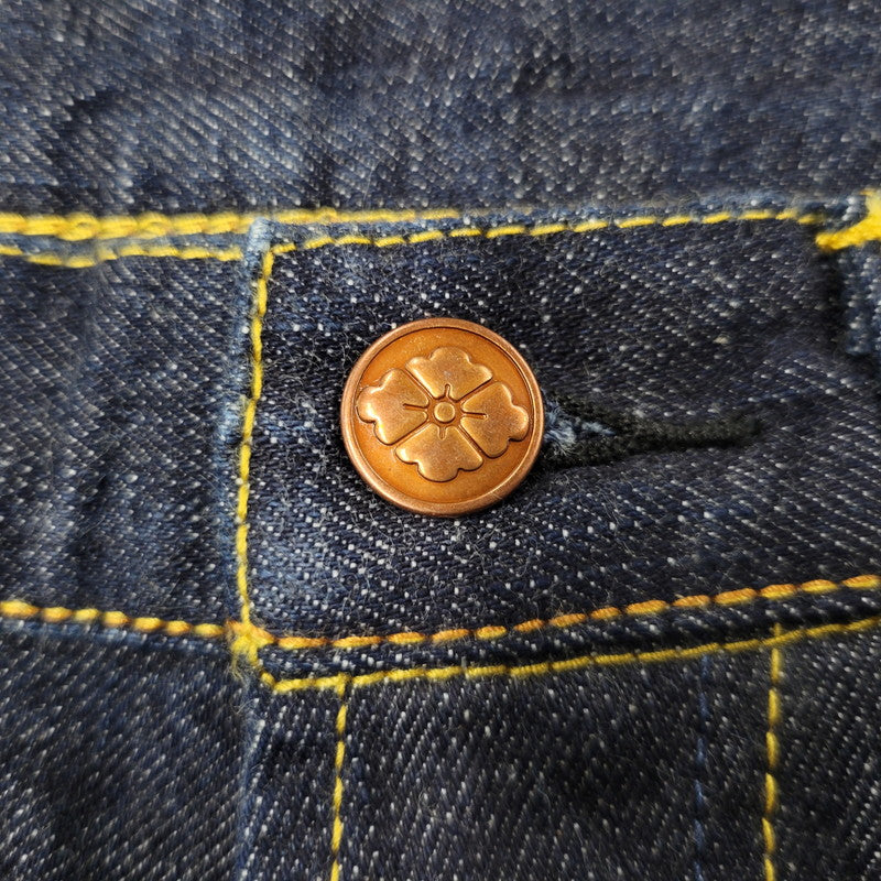 【中古品】【メンズ】 EVISU エヴィス PAINT CINCH BACK DENIM PANTS ペイント シンチバック デニムパンツ 大黒様 刺繍 カモメ ジーンズ 156-260522-as-19-izu サイズ：32 カラー：インディゴ 万代Net店