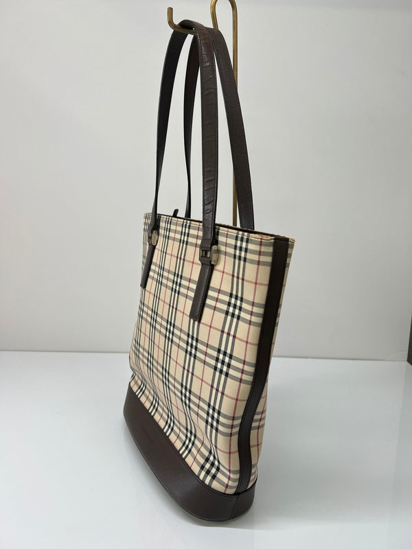 【中古品】【レディース】 BURBERRY バーバリー NOVA CHECK CANVAS TOTE BAG ノバチェック キャンバス トートバッグ カバン 178-260704-kk-03-hon カラー：ベージュ 万代Net店