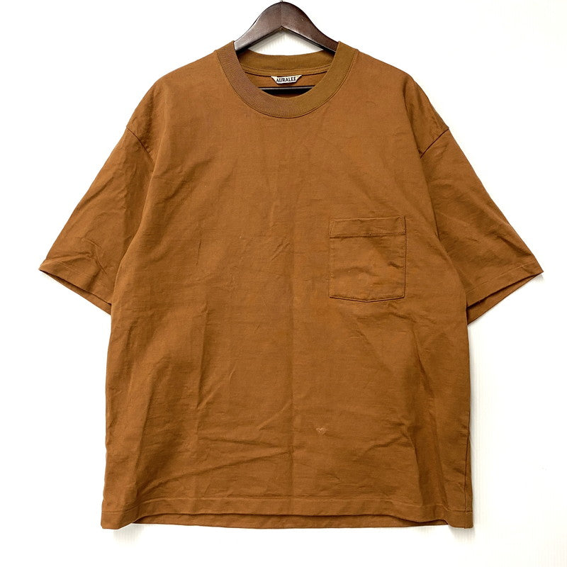 【中古品】【メンズ】 AURALEE オーラリー STAND-UP TEE A22ST01SU スタンドアップ Tシャツ 半袖 140-260610-as-09-izu サイズ：5 カラー：ブラウン 万代Net店