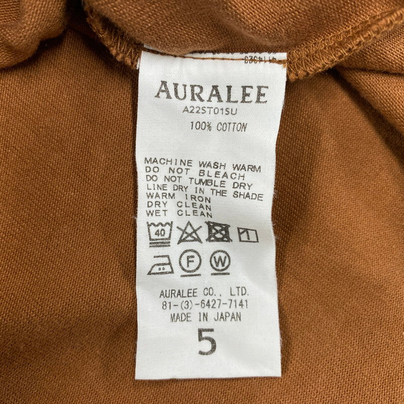 【中古品】【メンズ】 AURALEE オーラリー STAND-UP TEE A22ST01SU スタンドアップ Tシャツ 半袖 140-260610-as-09-izu サイズ：5 カラー：ブラウン 万代Net店