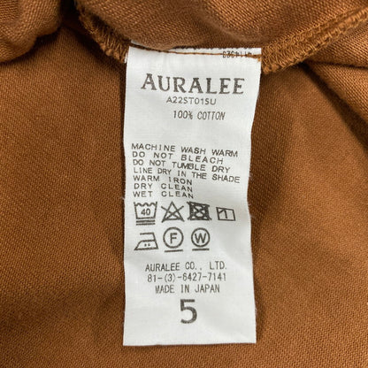 【中古品】【メンズ】 AURALEE オーラリー STAND-UP TEE A22ST01SU スタンドアップ Tシャツ 半袖 140-260610-as-09-izu サイズ：5 カラー：ブラウン 万代Net店