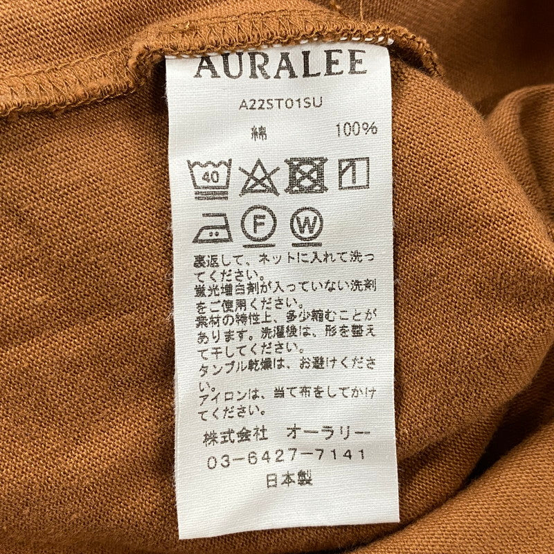 【中古品】【メンズ】 AURALEE オーラリー STAND-UP TEE A22ST01SU スタンドアップ Tシャツ 半袖 140-260610-as-09-izu サイズ：5 カラー：ブラウン 万代Net店