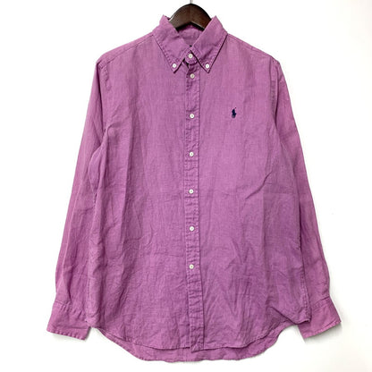 【中古品】【メンズ】 RALPH LAUREN ラルフローレン 0200011589 RELAXED FIT BD L/S LINEN SHIRT リラクストフィット ボタンダウン ロングスリーブ リネン シャツ トップス 長袖 147-260528-ya-16-izu サイズ：M カラー：ライトパープル 万代Net店