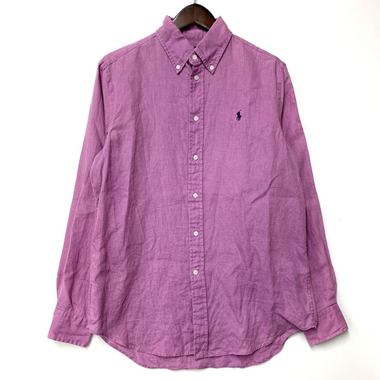 【中古品】【メンズ】 RALPH LAUREN ラルフローレン 0200011589 RELAXED FIT BD L/S LINEN SHIRT リラクストフィット ボタンダウン ロングスリーブ リネン シャツ トップス 長袖 147-260528-ya-16-izu サイズ：M カラー：ライトパープル 万代Net店