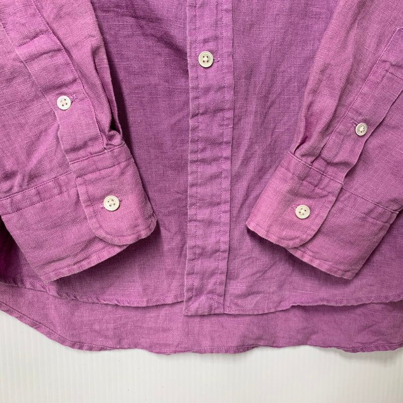 【中古品】【メンズ】 RALPH LAUREN ラルフローレン 0200011589 RELAXED FIT BD L/S LINEN SHIRT リラクストフィット ボタンダウン ロングスリーブ リネン シャツ トップス 長袖 147-260528-ya-16-izu サイズ：M カラー：ライトパープル 万代Net店