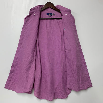 【中古品】【メンズ】 RALPH LAUREN ラルフローレン 0200011589 RELAXED FIT BD L/S LINEN SHIRT リラクストフィット ボタンダウン ロングスリーブ リネン シャツ トップス 長袖 147-260528-ya-16-izu サイズ：M カラー：ライトパープル 万代Net店