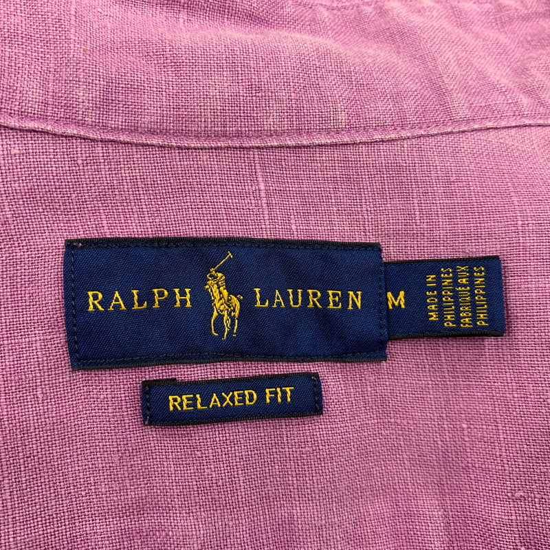 【中古品】【メンズ】 RALPH LAUREN ラルフローレン 0200011589 RELAXED FIT BD L/S LINEN SHIRT リラクストフィット ボタンダウン ロングスリーブ リネン シャツ トップス 長袖 147-260528-ya-16-izu サイズ：M カラー：ライトパープル 万代Net店