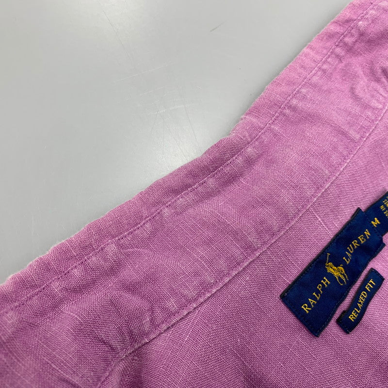 【中古品】【メンズ】 RALPH LAUREN ラルフローレン 0200011589 RELAXED FIT BD L/S LINEN SHIRT リラクストフィット ボタンダウン ロングスリーブ リネン シャツ トップス 長袖 147-260528-ya-16-izu サイズ：M カラー：ライトパープル 万代Net店