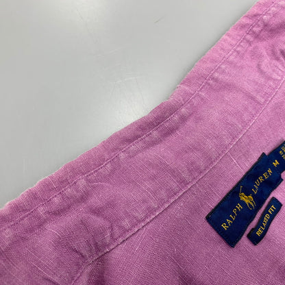 【中古品】【メンズ】 RALPH LAUREN ラルフローレン 0200011589 RELAXED FIT BD L/S LINEN SHIRT リラクストフィット ボタンダウン ロングスリーブ リネン シャツ トップス 長袖 147-260528-ya-16-izu サイズ：M カラー：ライトパープル 万代Net店