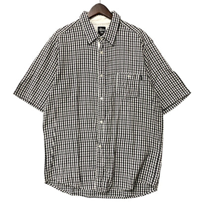 【中古品】【メンズ】 STUSSY ステューシー 金タグ GINGHAMCHECK S/S SHIRT ギンガムチェック ショートスリーブ シャツ トップス 半袖 142-260528-ya-09-izu サイズ：XL カラー：WHITE×BLACK 万代Net店