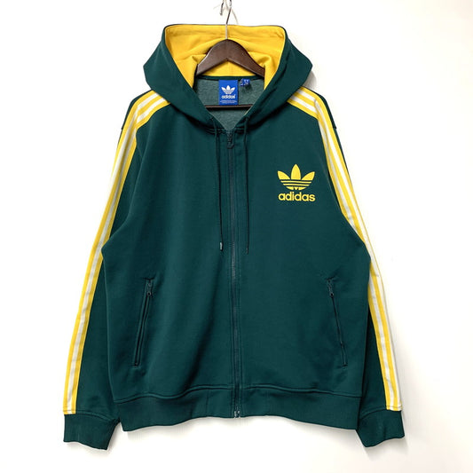 【中古品】【メンズ】 ADIDAS アディダス G76169 FLOCK ZIP HOODIE フロック ジップ フーディ トップス 長袖 148-260528-ya-07-izu サイズ：JPN4XO カラー：グリーン 万代Net店