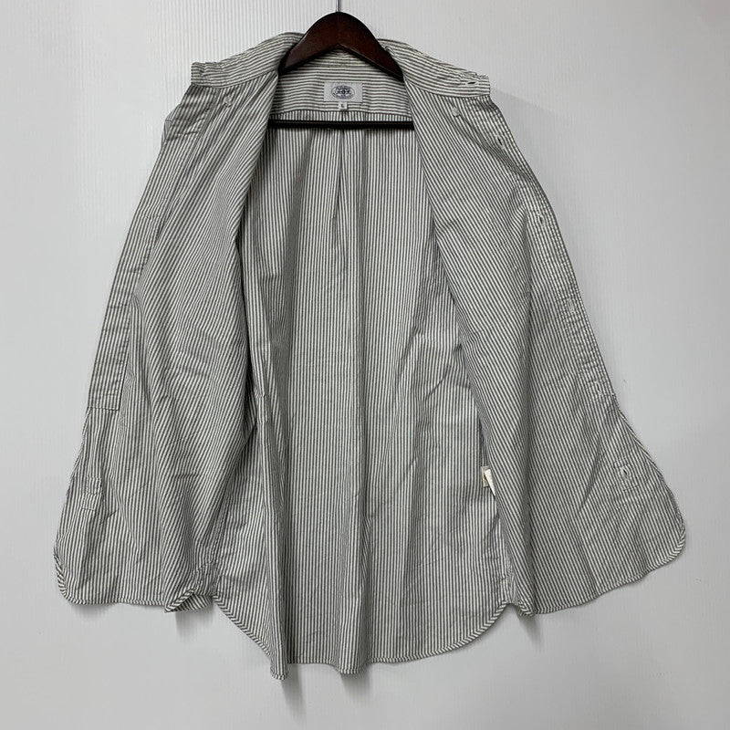 【中古品】【メンズ】 A BATHING APE アベイシングエイプ 1910-131-035 STRIPE BD S/S SHIRT ストライプ ボタンダウン ショートスリーブ シャツ トップス 半袖 142-260528-ya-15-izu サイズ：L カラー：白×グレー 万代Net店