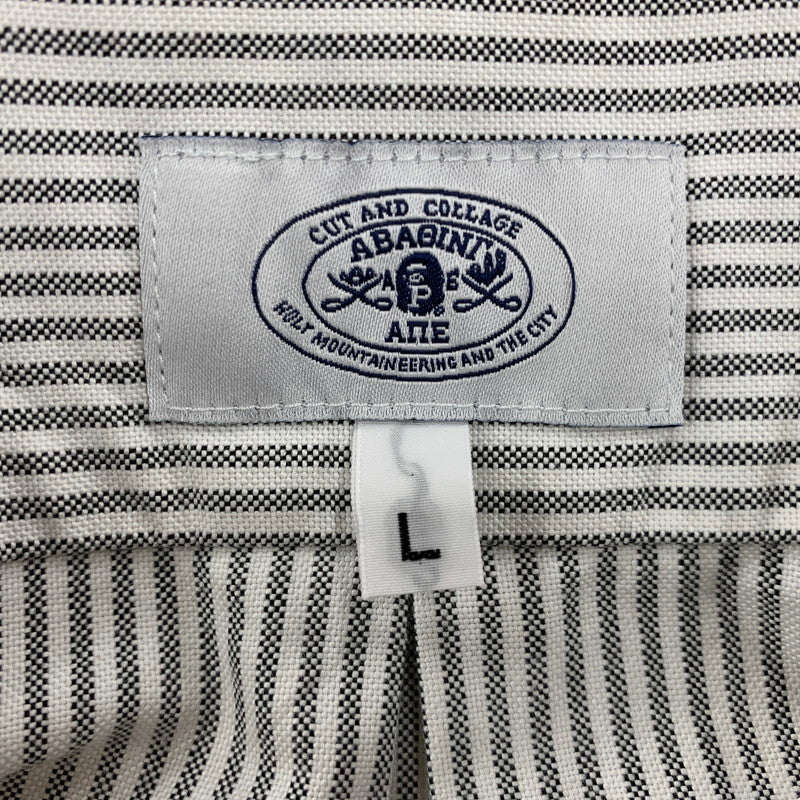 【中古品】【メンズ】 A BATHING APE アベイシングエイプ 1910-131-035 STRIPE BD S/S SHIRT ストライプ ボタンダウン ショートスリーブ シャツ トップス 半袖 142-260528-ya-15-izu サイズ：L カラー：白×グレー 万代Net店