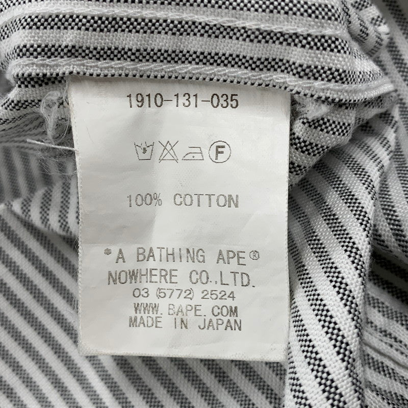 【中古品】【メンズ】 A BATHING APE アベイシングエイプ 1910-131-035 STRIPE BD S/S SHIRT ストライプ ボタンダウン ショートスリーブ シャツ トップス 半袖 142-260528-ya-15-izu サイズ：L カラー：白×グレー 万代Net店