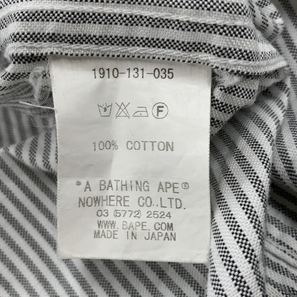 【中古品】【メンズ】 A BATHING APE アベイシングエイプ 1910-131-035 STRIPE BD S/S SHIRT ストライプ ボタンダウン ショートスリーブ シャツ トップス 半袖 142-260528-ya-15-izu サイズ：L カラー：白×グレー 万代Net店