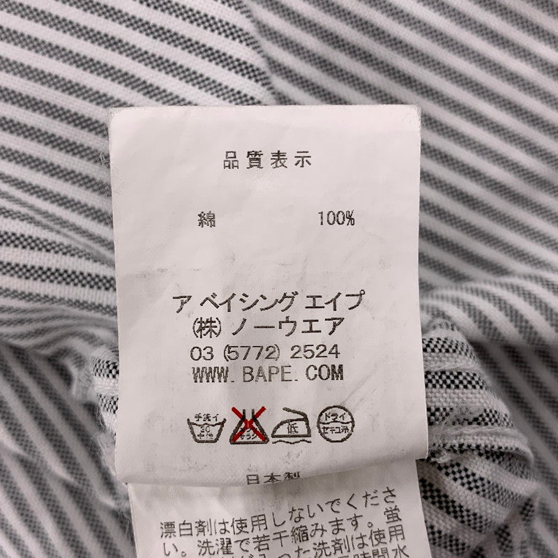 【中古品】【メンズ】 A BATHING APE アベイシングエイプ 1910-131-035 STRIPE BD S/S SHIRT ストライプ ボタンダウン ショートスリーブ シャツ トップス 半袖 142-260528-ya-15-izu サイズ：L カラー：白×グレー 万代Net店