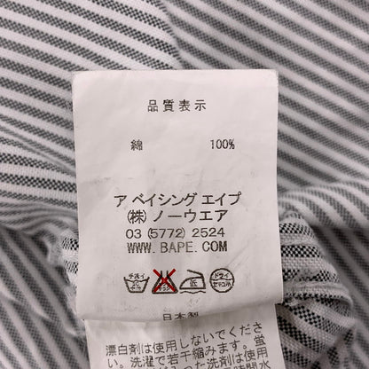 【中古品】【メンズ】 A BATHING APE アベイシングエイプ 1910-131-035 STRIPE BD S/S SHIRT ストライプ ボタンダウン ショートスリーブ シャツ トップス 半袖 142-260528-ya-15-izu サイズ：L カラー：白×グレー 万代Net店