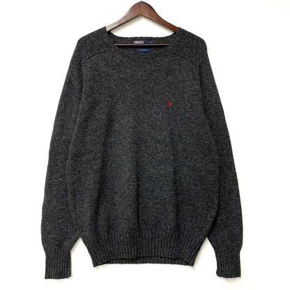 【中古品】【メンズ】 POLO by RALPH LAUREN ポロバイラルフローレン 90’S WOOL KNIT SHIRT ウール ニット シャツ トップス 長袖 146-260528-ya-18-izu サイズ：L カラー：グレー 万代Net店