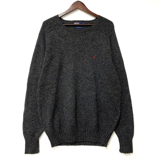 【中古品】【メンズ】 POLO by RALPH LAUREN ポロバイラルフローレン 90’S WOOL KNIT SHIRT ウール ニット シャツ トップス 長袖 146-260528-ya-18-izu サイズ：L カラー：グレー 万代Net店