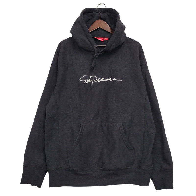 【中古品】【メンズ】 Supreme シュプリーム CLASSIC SCRIPT HOODED SWEATSHIRT クラシック スクリプト フーデッド スウェットシャツ パーカー 149-260526-as-12-izu サイズ：L カラー：ブラック 万代Net店