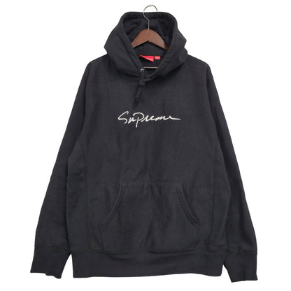 【中古品】【メンズ】 Supreme シュプリーム CLASSIC SCRIPT HOODED SWEATSHIRT クラシック スクリプト フーデッド スウェットシャツ パーカー 149-260526-as-12-izu サイズ：L カラー：ブラック 万代Net店