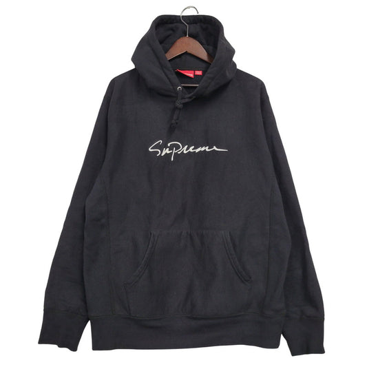 【中古品】【メンズ】 Supreme シュプリーム CLASSIC SCRIPT HOODED SWEATSHIRT クラシック スクリプト フーデッド スウェットシャツ パーカー 149-260526-as-12-izu サイズ：L カラー：ブラック 万代Net店