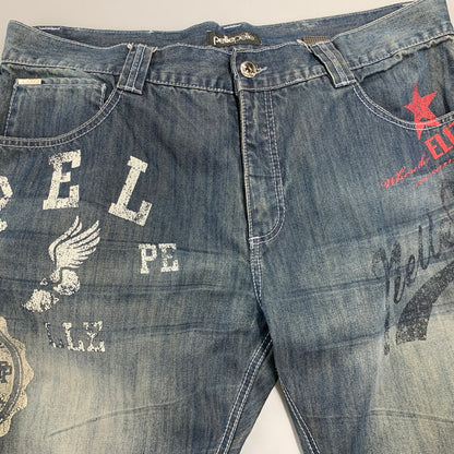 【中古品】【メンズ】 PELLE PELLE ペレペレ PAINT TAPERED DENIM PANTS ペイント テイパード デニム パンツ ズボン ボトムス 157-260528-ya-04-izu サイズ：42×34 カラー：インディゴ 万代Net店